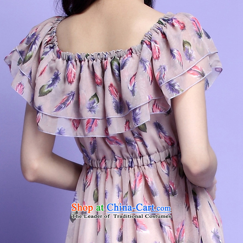 Coveted summer to xl female billowy flounces thick people chiffon saika beach long skirt skirt 3720 apricot XXXL, coveted (tanai) , , , shopping on the Internet