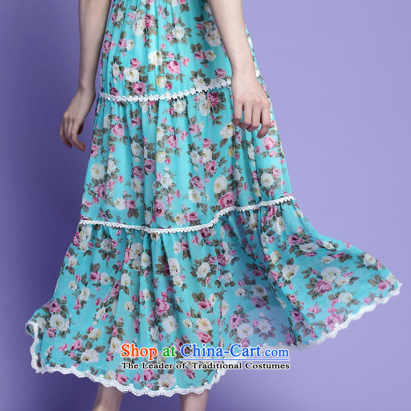Coveted summer xl female thick sister two fake chiffon lace floral long skirt suits 3725 Green XXXL, coveted (tanai) , , , shopping on the Internet