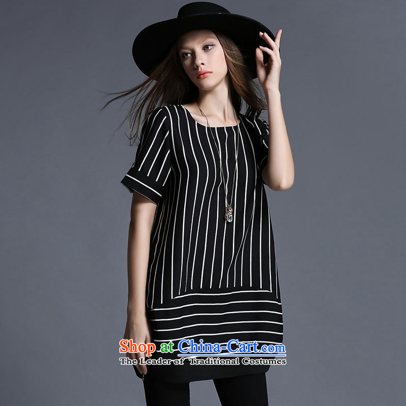 Improving access of 2015 mm thick larger women's summer new expertise, Hin thin strips in the t-shirt, long stamp loose video thin black XXL, 1966 T-shirt (MUFUNA improving access) , , , shopping on the Internet