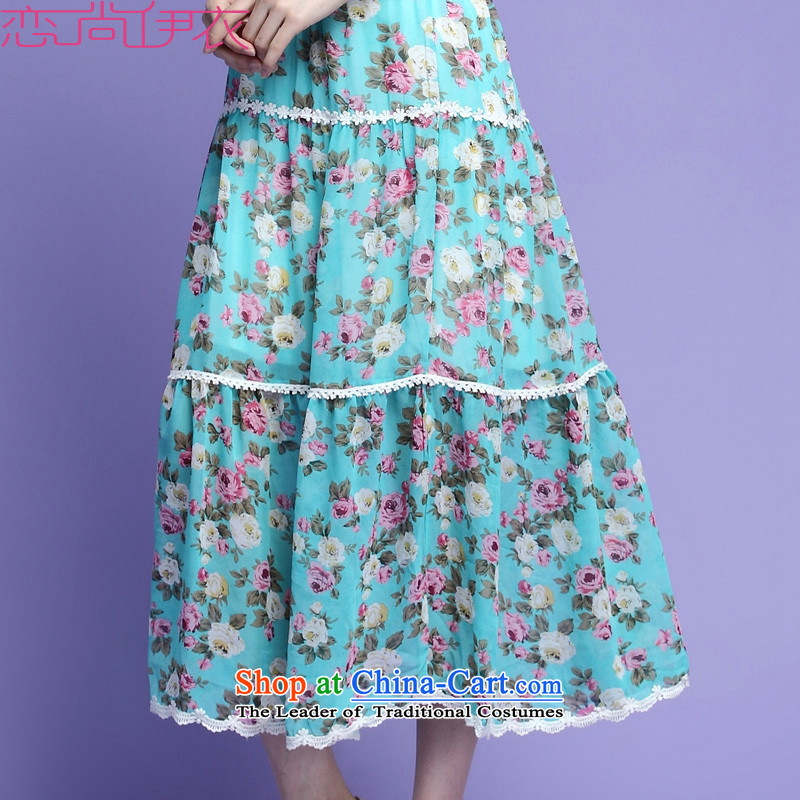 C.o.d. Package Mail XL 2015 New Xia Xue woven dresses lady V-Neck short-sleeved vest skirt saika spell color long skirt beach resort skirt black skirt XXL about 140-155, Slim Connie shopping on the Internet has been pressed.