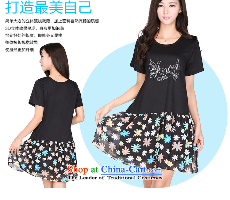 Shani flower, thick sister large 2015 Women's Summer fat mm short-sleeved stamp chiffon stitching diamond dresses 2170 Black L-new product within 7 days of pre-sale shipment picture, prices, brand platters! The elections are supplied in the national character of distribution, so action, buy now enjoy more preferential! As soon as possible.