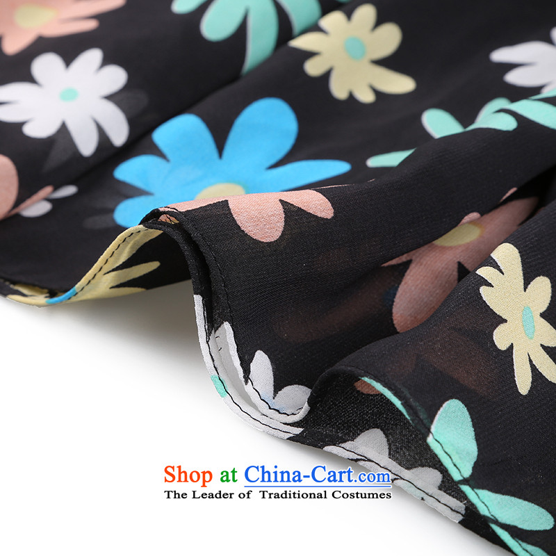 Shani flower, thick sister large 2015 Women's Summer fat mm short-sleeved stamp chiffon stitching diamond dresses 2170 Black L-new product within 7 days of pre-sale shipment, Shani flower sogni (D'oro) , , , shopping on the Internet