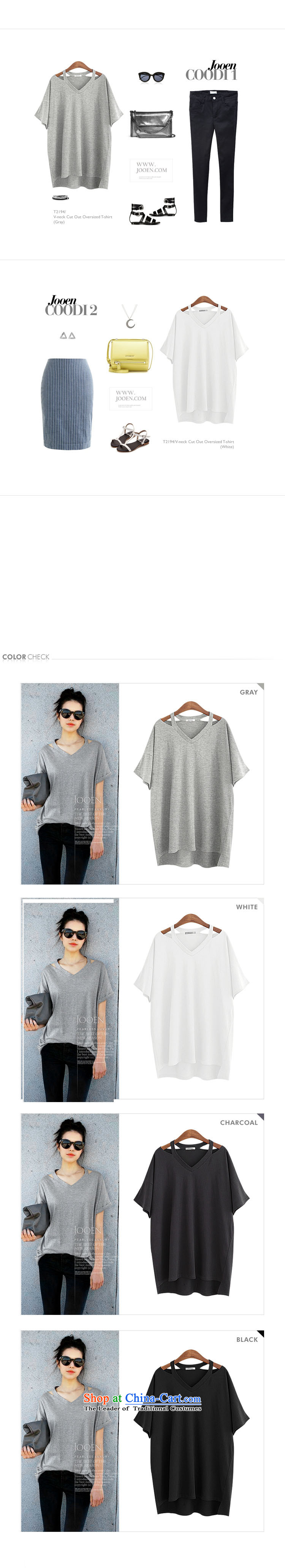 O Ya-ting 2015 Summer new to increase women's code thick mm Korean Version V-neck shirt 