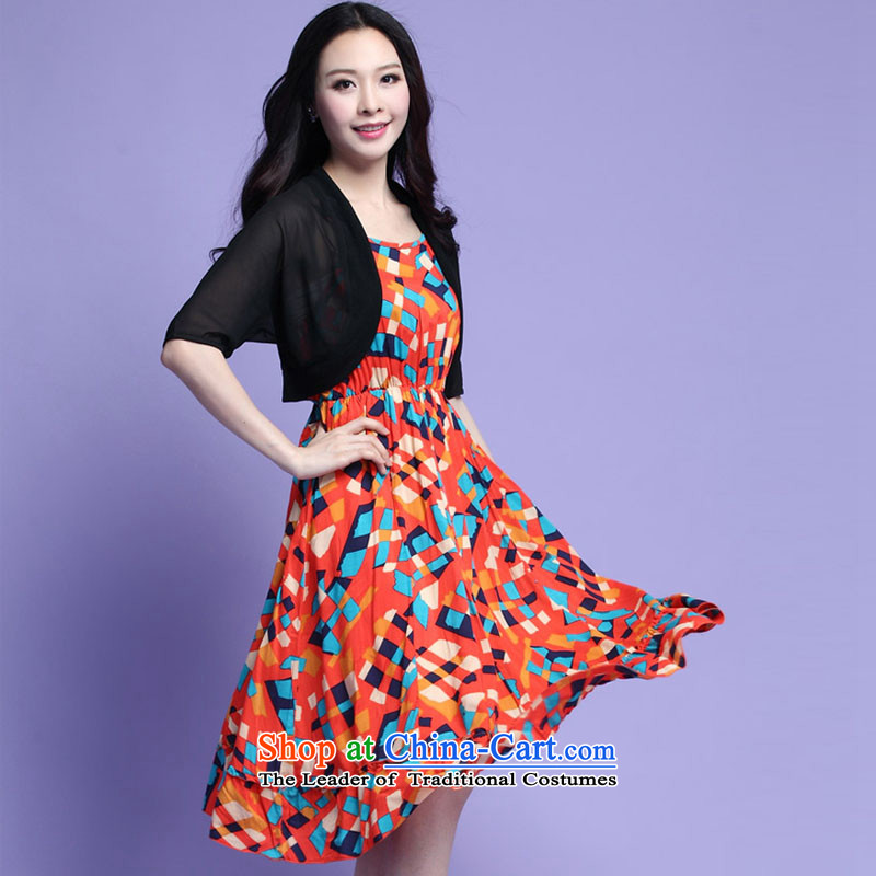 Coveted thick sister larger women's summer thick mm chiffon shawl strap dresses really two kits was 3727 ORANGE XXXL, coveted (tanai) , , , shopping on the Internet
