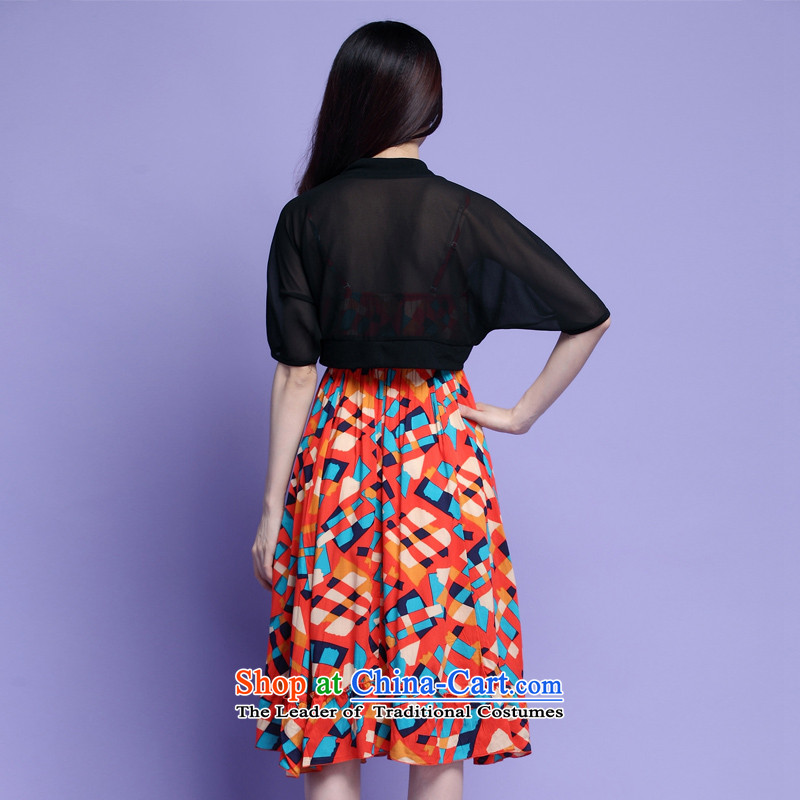 Coveted thick sister larger women's summer thick mm chiffon shawl strap dresses really two kits was 3727 ORANGE XXXL, coveted (tanai) , , , shopping on the Internet