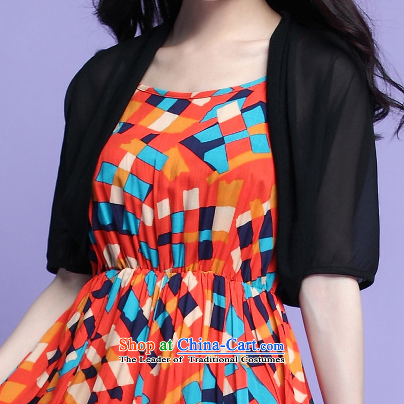 Coveted thick sister larger women's summer thick mm chiffon shawl strap dresses really two kits was 3727 ORANGE XXXL, coveted (tanai) , , , shopping on the Internet