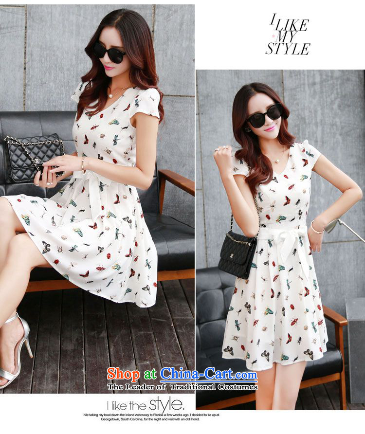   2015 Summer Sophie left Korean female sexy V-Neck chiffon stamp Sau San Video Thin System Bow Tie short-sleeve female dresses sunflower L picture, prices, brand platters! The elections are supplied in the national character of distribution, so action, buy now enjoy more preferential! As soon as possible.