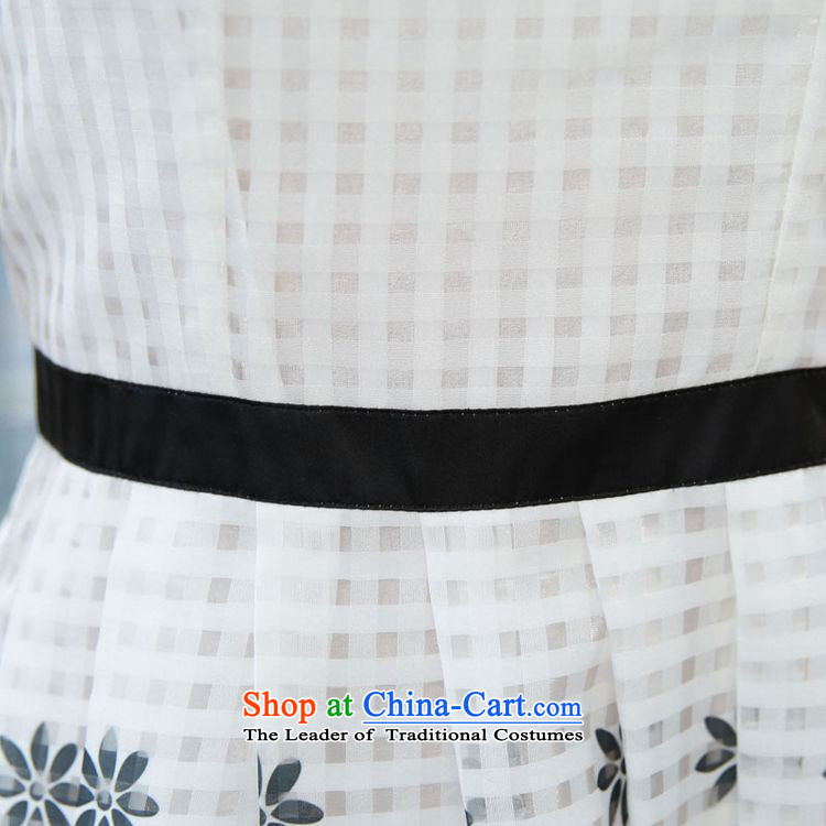   2015 Summer Sophie left Korean female sweet Sau San positioning the stamp of short-sleeved Sau San female dresses skirt blue on white flowers L picture, prices, brand platters! The elections are supplied in the national character of distribution, so action, buy now enjoy more preferential! As soon as possible.