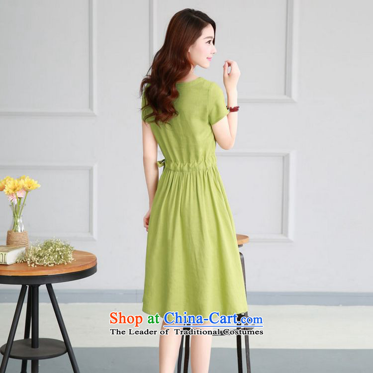   2015 Summer Sophie left Korean female retro arts fan cotton linen female decorated seen wearing short-sleeved linen dresses Qiu Xiang green XL Photo, prices, brand platters! The elections are supplied in the national character of distribution, so action, buy now enjoy more preferential! As soon as possible.