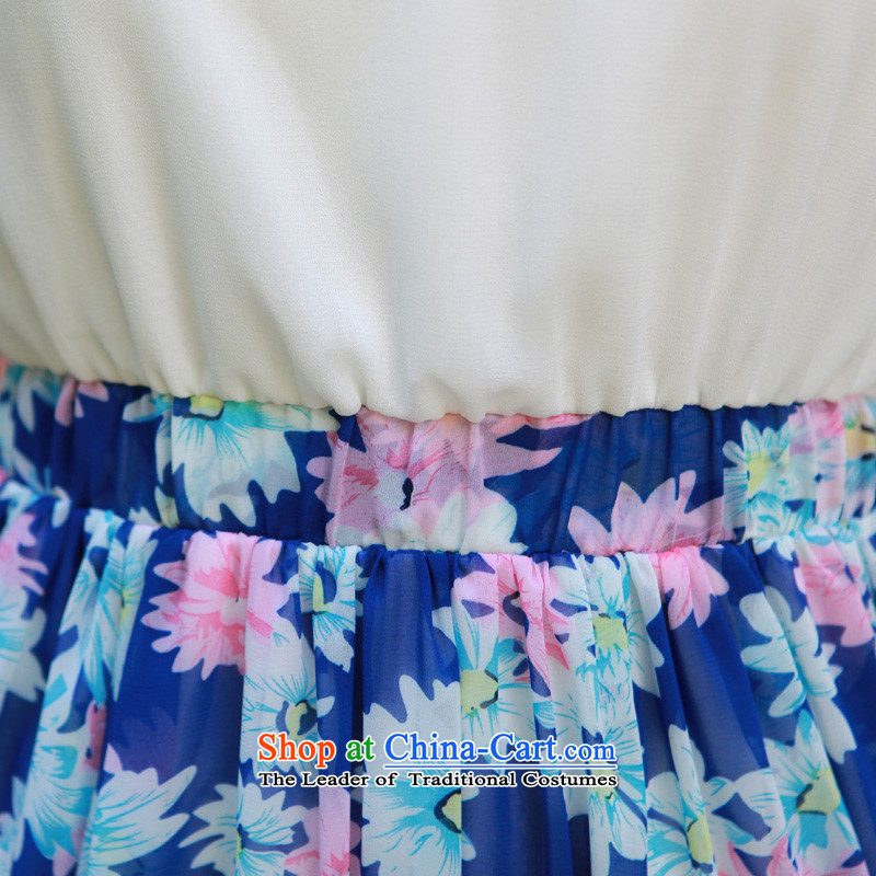 The 2015 edition of the new Korean) for Sun Flower stamp butterfly chiffon long skirt thick mm xl women's elegant and stylish Foutune of video thin resort blue skirt to large 3XL 150-165¨, Constitution Yi shopping on the Internet has been pressed.