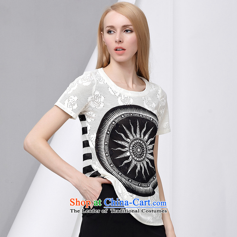 As provided for by 2015 XL female thick MM new summer products Korean Stamp lounge suites and head of Sau San short-sleeved T-shirt 2800 White 5XL, Yee (qisuo provisions) , , , shopping on the Internet