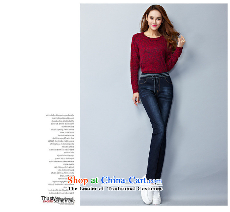 Athena Chu Isabel to increase women's code 2015 new stylish elastic waist Sau San wild Stretch Wool Pants ere plus jeans pants Pencil  2XL recommendations 135-150 1343 dark blue catty picture, prices, brand platters! The elections are supplied in the national character of distribution, so action, buy now enjoy more preferential! As soon as possible.