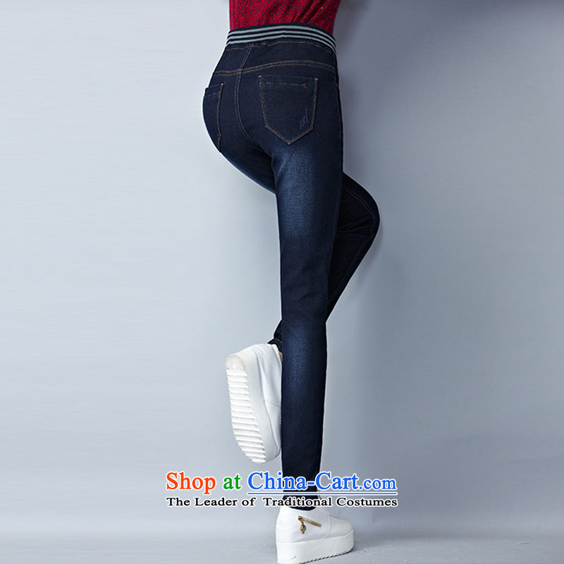 Athena Chu Isabel to increase women's code 2015 new stylish elastic waist Sau San wild Stretch Wool Pants ere plus jeans pants Pencil  2XL recommendations 135-150 1343 Dark Blue, Athena Isabel (yisabell) , , , shopping on the Internet