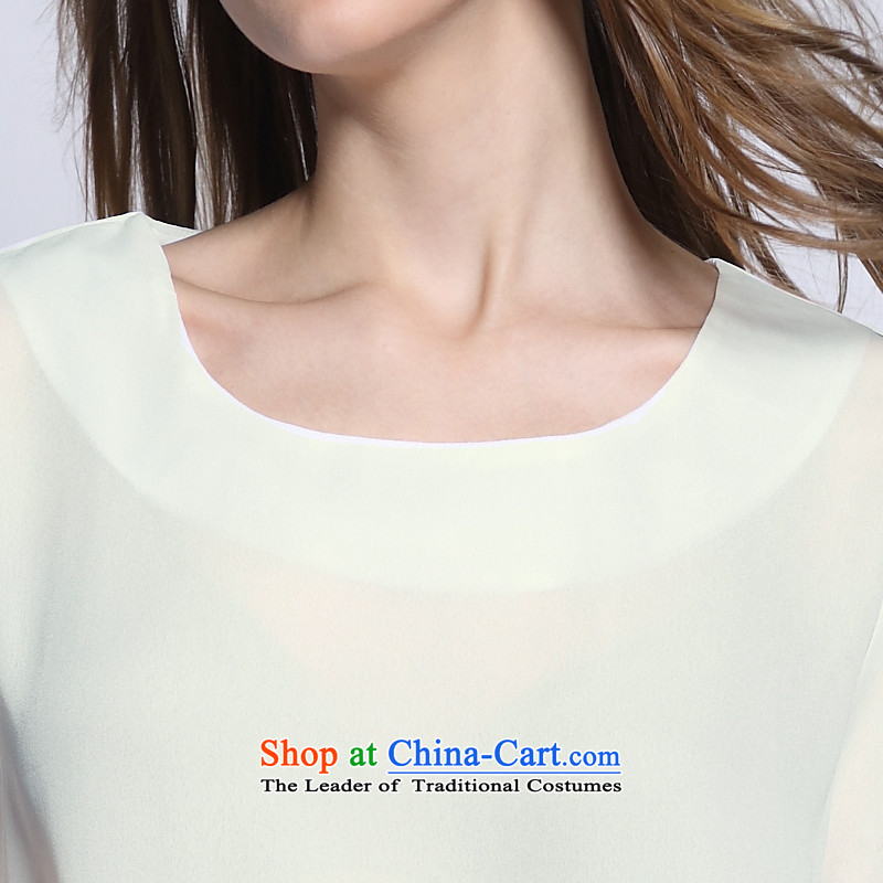 Overgrown Tomb economy's code honey female summer MM thick simple graphics thin stitching wild round-neck collar short-sleeved T-shirt chiffon S1687 white 2XL, Overgrown Tomb Economy (MENTIMISI honey) , , , shopping on the Internet
