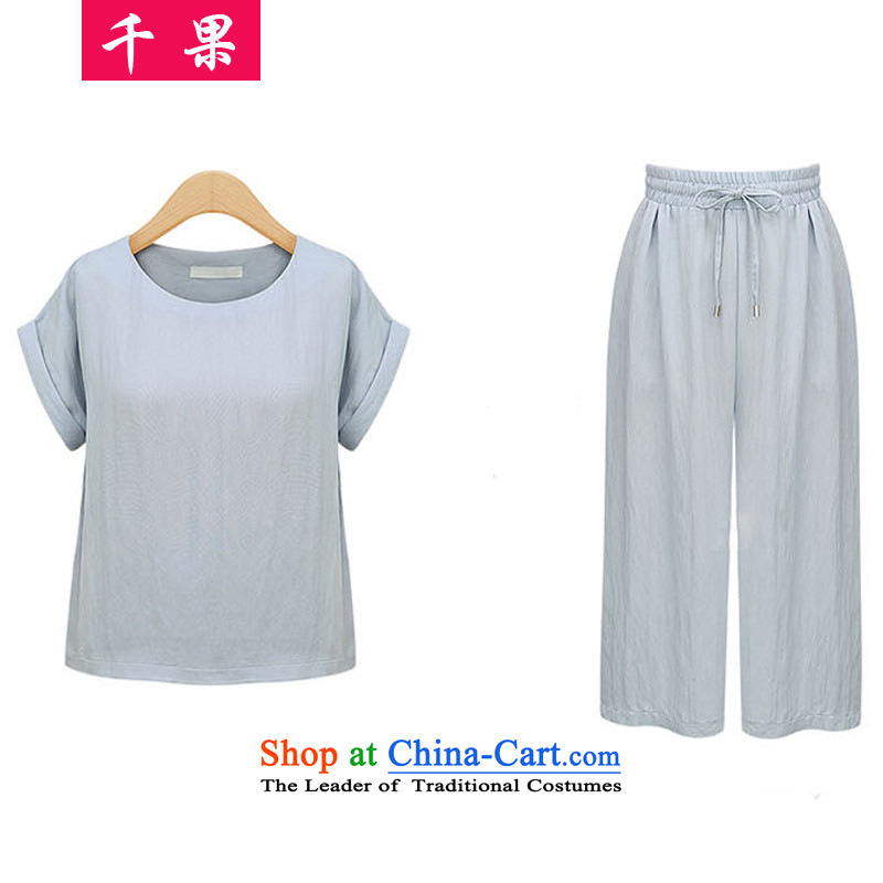 The results of the 2015 Summer new short-sleeved T-shirt + elastic waist trousers and broaden the female two kits large relaxd lounge suite 237 Black XL, thousands of fruit (QIANGUO) , , , shopping on the Internet