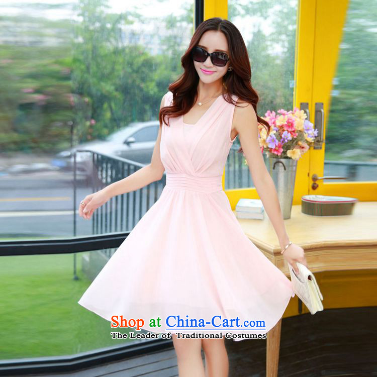   2015 Summer Sophie left Korean female sweet sexy small V-Neck creasing of the Sau San chiffon sleeveless dresses video thin large White XXL pictures, skirts price, brand platters! The elections are supplied in the national character of distribution, so action, buy now enjoy more preferential! As soon as possible.