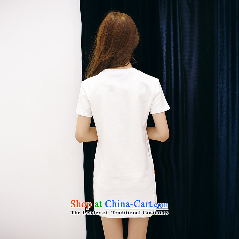 2015 new larger female thick mm summer Korean version out of thin swan pattern does not selection suits skirts white XXXXL, Moses Nika shopping on the Internet has been pressed.