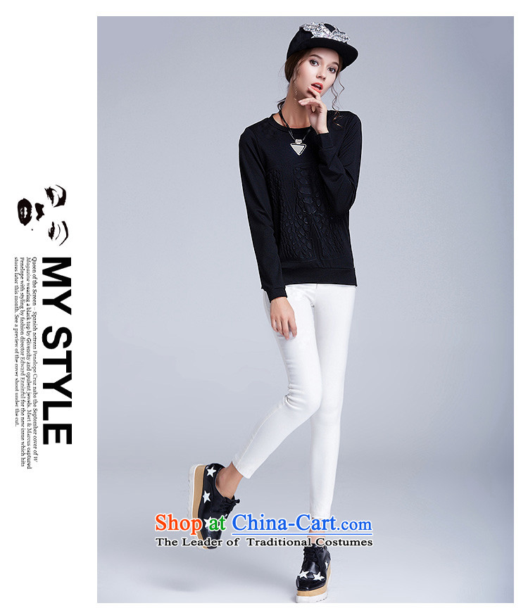 Rui Mei to 2015 to increase the number of ladies Fall/Winter Collections new thick mm Sau San video thin long-sleeved T-shirt with embosser knitwear N1610 black XXXL T-shirt picture, prices, brand platters! The elections are supplied in the national character of distribution, so action, buy now enjoy more preferential! As soon as possible.