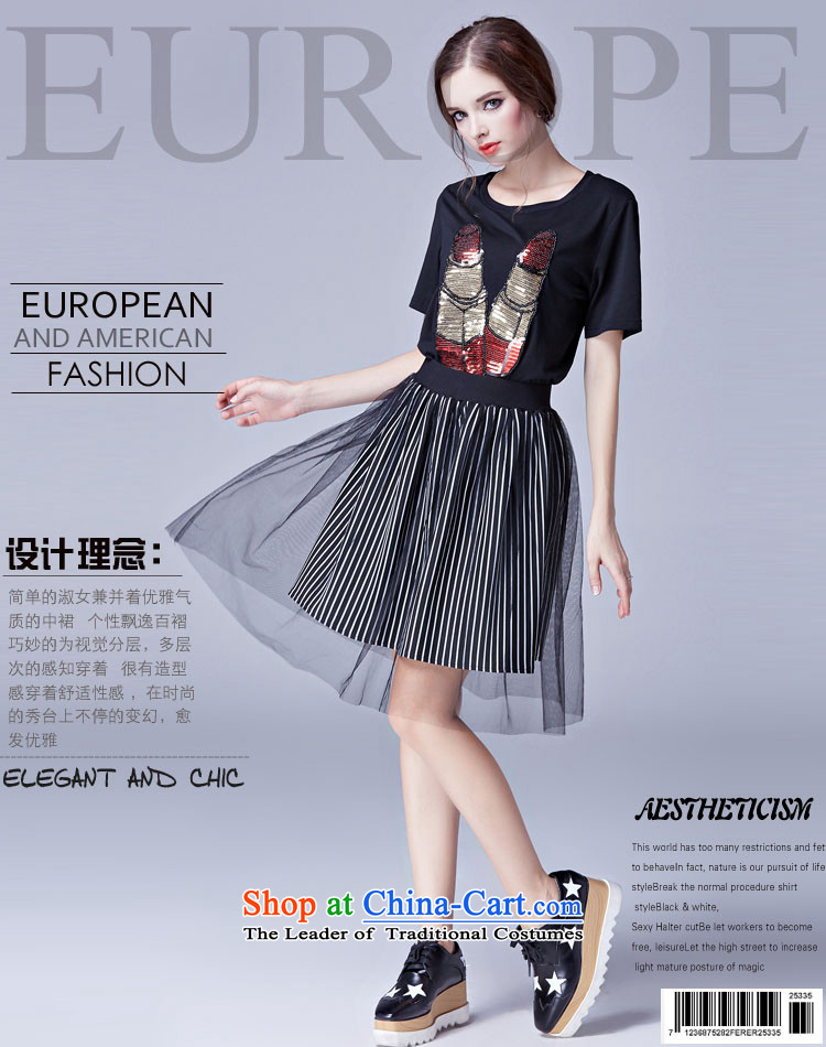 Rui Mei to 2015 to increase the number of women with new summer vertical streaks gauze stitching body fat mm video thin skirt female short skirts bon bon skirt 3653 Black XXXXL picture, prices, brand platters! The elections are supplied in the national character of distribution, so action, buy now enjoy more preferential! As soon as possible.