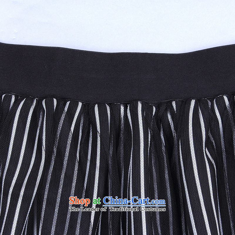 Rui Mei to 2015 to increase the number of women with new summer vertical streaks gauze stitching body fat mm video thin skirt female short skirts bon bon skirt 3653 Black XXXXL, Rui Mei-RIUMILVE) , , , shopping on the Internet