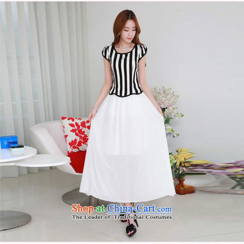 C.o.d. 2015 Summer new Korean fashion vertical streaks Sau San video thin chiffon gliding elegance long skirt skirt white , L Ian Tune , , , shopping on the Internet