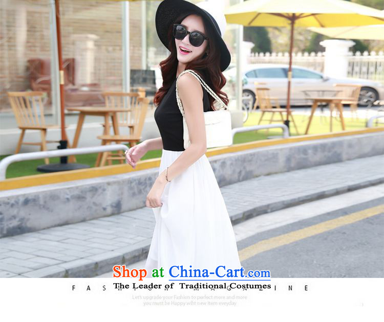    2015 Summer Sophie left Korean female sexy V-Neck stitching oversized petticoats sleeveless long skirt female chiffon skirt black-and-white picture, prices, M brand platters! The elections are supplied in the national character of distribution, so action, buy now enjoy more preferential! As soon as possible.
