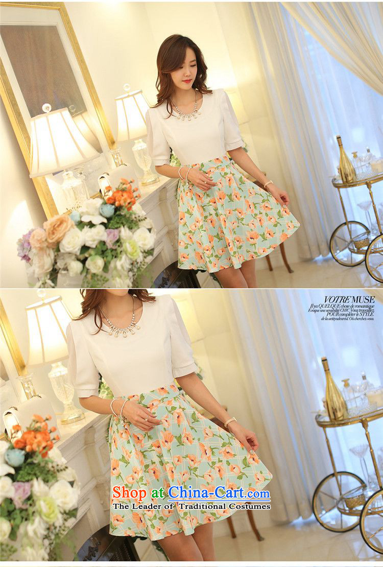    2015 Summer Sophie left Korean women's temperament stamp chiffon stitching bubble cuff sweet Sau San video thin dresses larger female skirt green S picture, prices, brand platters! The elections are supplied in the national character of distribution, so action, buy now enjoy more preferential! As soon as possible.