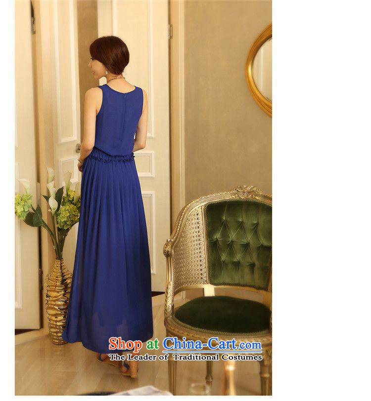    2015 Summer Sophie left Korean female fit side of the forklift truck sleeveless Sau San long skirt chiffon beach skirt large long skirt blue S picture, prices, brand platters! The elections are supplied in the national character of distribution, so action, buy now enjoy more preferential! As soon as possible.