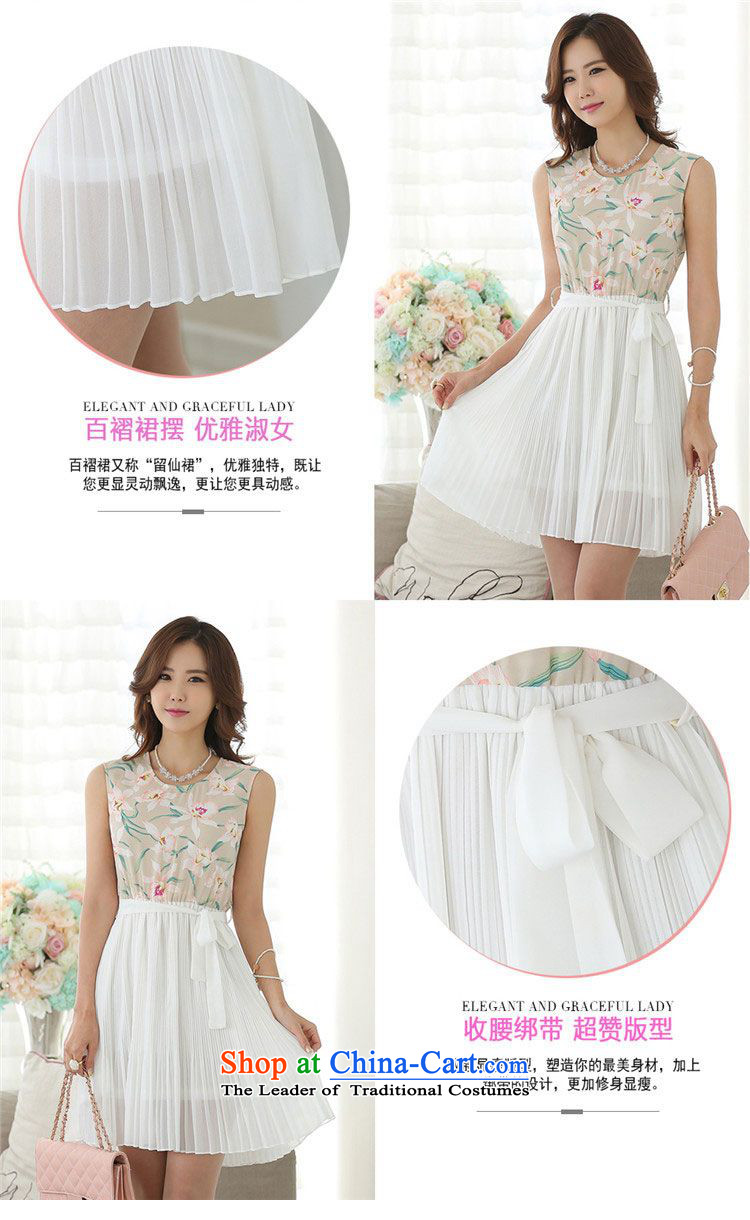   2015 Summer Sophie left Korean female fresh stamp chiffon stitching organ creases Sau San video thin dresses larger female skirt white L picture, prices, brand platters! The elections are supplied in the national character of distribution, so action, buy now enjoy more preferential! As soon as possible.