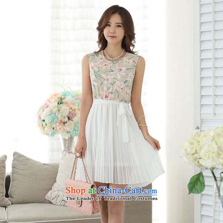   2015 Summer Sophie left Korean female fresh stamp chiffon stitching organ creases Sau San video thin dresses larger female skirt white L picture, prices, brand platters! The elections are supplied in the national character of distribution, so action, buy now enjoy more preferential! As soon as possible.