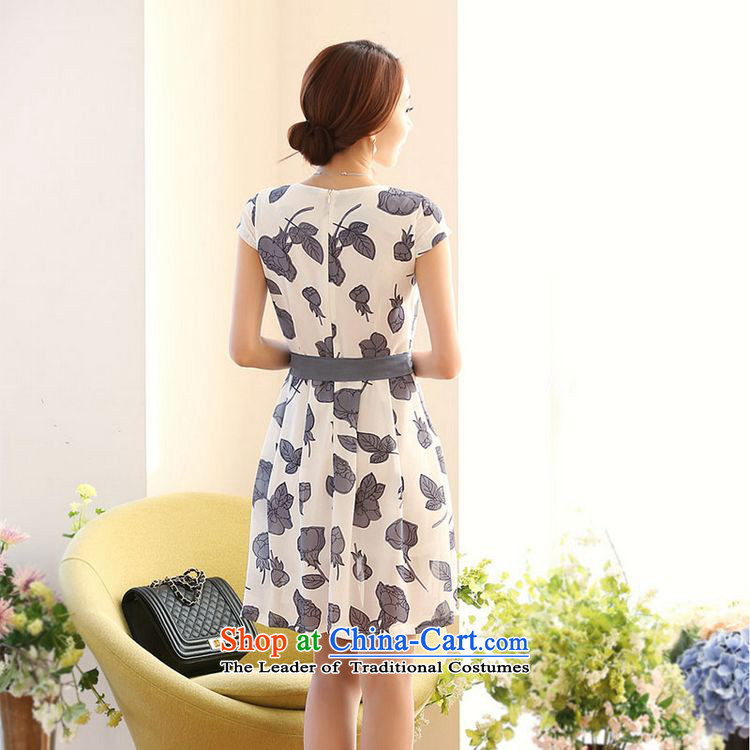    2015 Summer Sophie left Korean female sweet stamp chiffon Sau San short-sleeved dresses larger female white XL pictures, skirts price, brand platters! The elections are supplied in the national character of distribution, so action, buy now enjoy more preferential! As soon as possible.