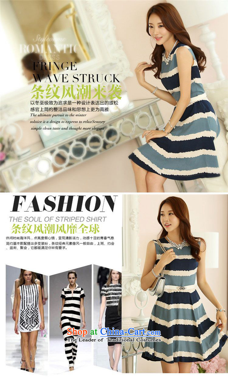    2015 Summer Sophie left Korean female facade Stripe Sleeveless dress Sau San round-neck collar female-dominated XXL pictures skirt figure, prices, brand platters! The elections are supplied in the national character of distribution, so action, buy now enjoy more preferential! As soon as possible.