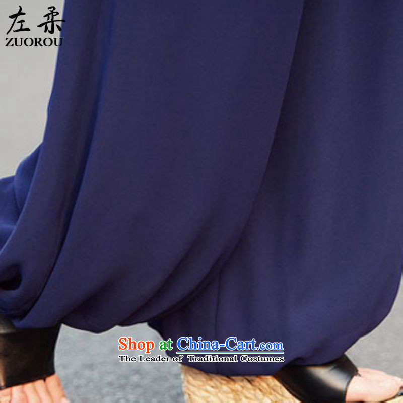   2015 Summer Sophie left Korean women both before and after passing through the chiffon sleeveless body slimming trousers trousers navy blue M left soft , , , shopping on the Internet