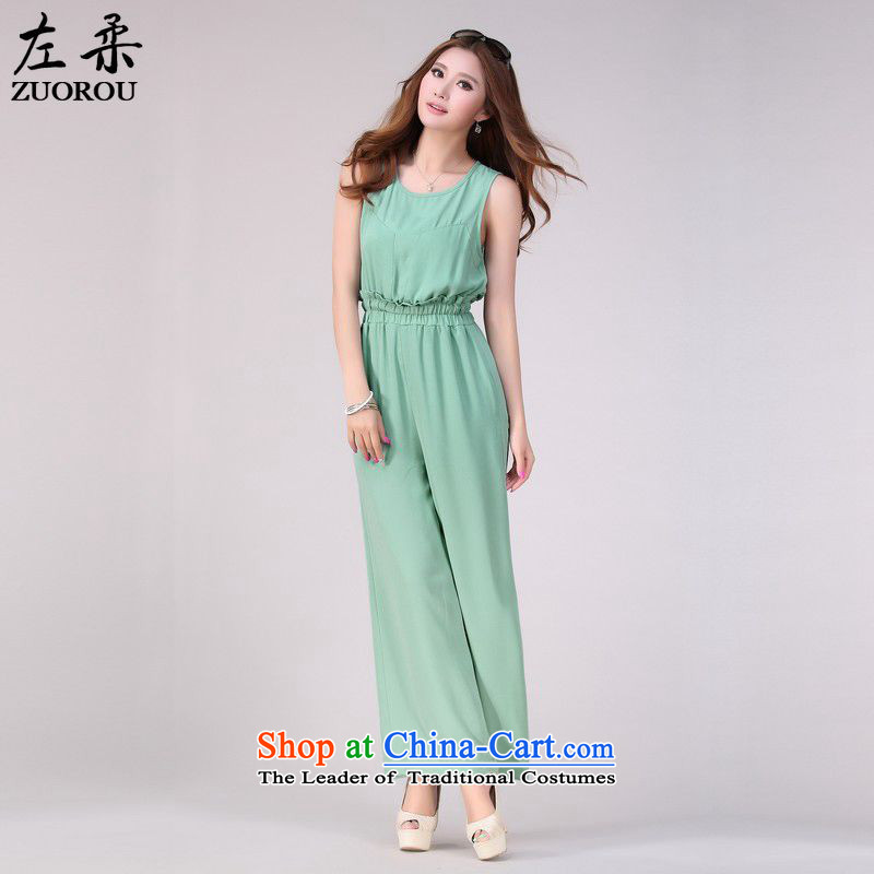   2015 Summer Sophie left Korea women who are graphics version thin sleeveless relaxd casual trousers and widen their trousers green S