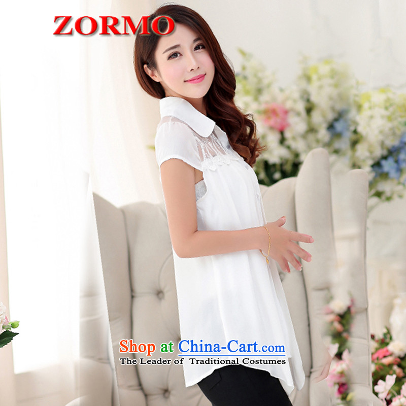  Large ZORMO Women's Summer lace stitching to xl chiffon shirt thick mm leave two white shirt L,zormo,,, shopping on the Internet
