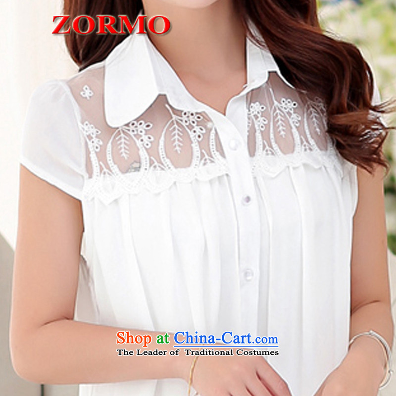  Large ZORMO Women's Summer lace stitching to xl chiffon shirt thick mm leave two white shirt L,zormo,,, shopping on the Internet