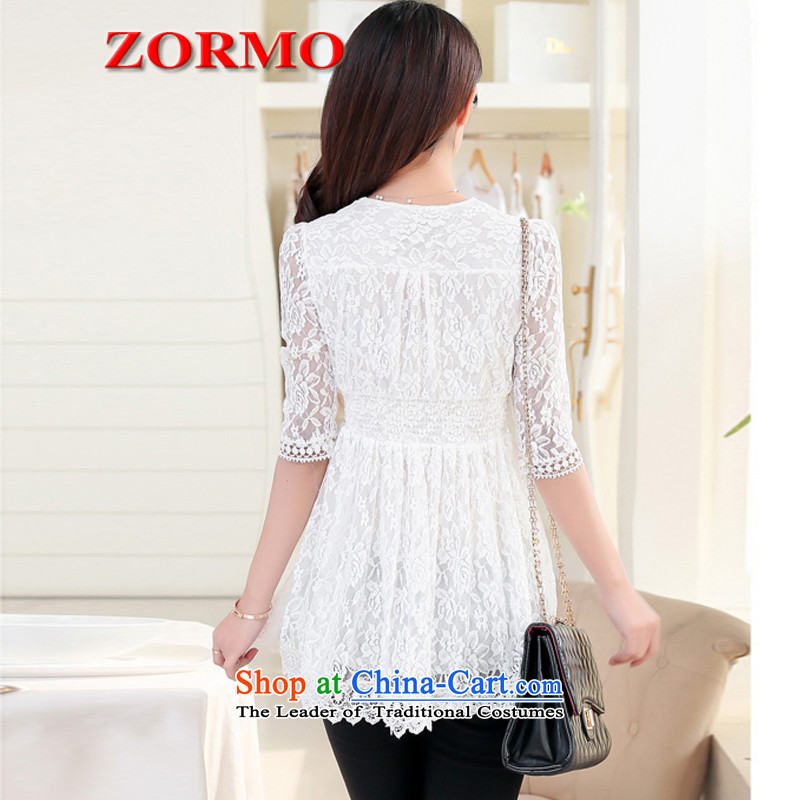  Large ZORMO women's summer to xl lace shirt thick elastic waist dolls load mm female white T-shirt XXL,ZORMO,,, shopping on the Internet