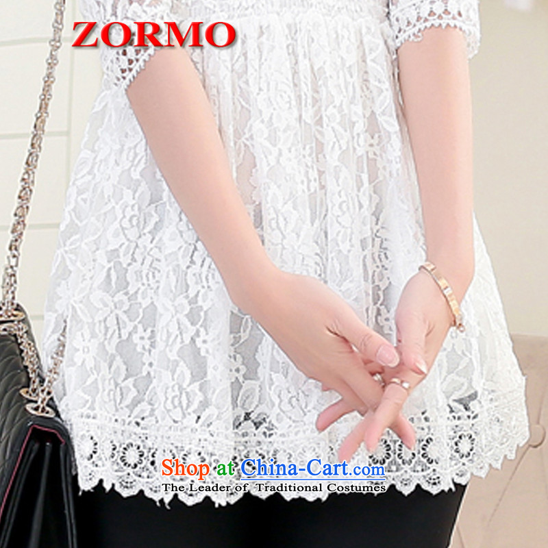  Large ZORMO women's summer to xl lace shirt thick elastic waist dolls load mm female white T-shirt XXL,ZORMO,,, shopping on the Internet