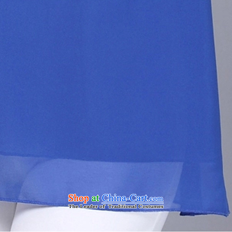 Morning to 2015 mm thick summer new to xl female Korean relaxd casual dolls for video thin film on horn chiffon shirt-sleeves T-shirt female clothes blue ), the burden for 150 - 160131 4XL( morning to , , , shopping on the Internet