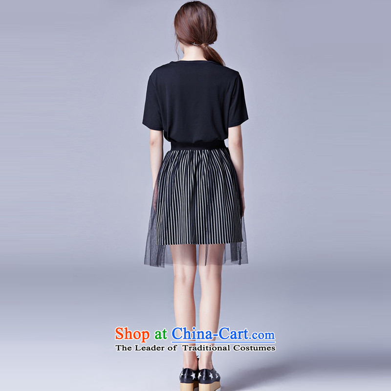 Rui Mei to 2015 to increase the number of women with new Summer Package thick mm thin western style graphics   short-sleeved T-shirt body skirts Two Piece Black Kit , US-XXXXXL, RIUMILVE) , , , shopping on the Internet