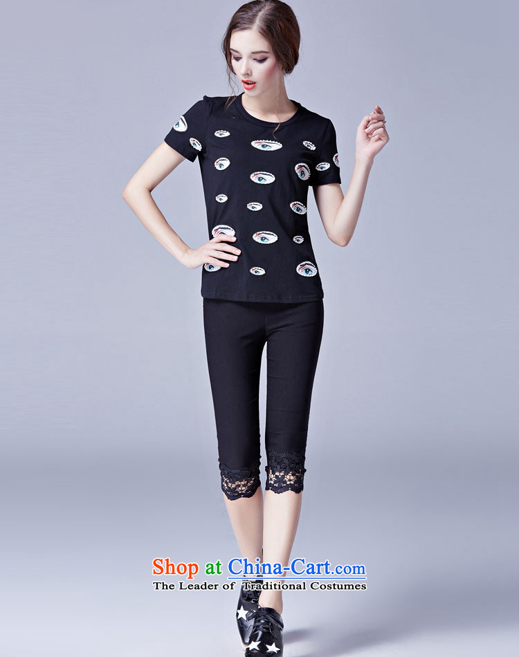 Rui Mei to 2015 to increase the number of women with new summer thick mm thin stretch of Sau San video lace Capri pants N3637 leisure wear black L picture, prices, brand platters! The elections are supplied in the national character of distribution, so action, buy now enjoy more preferential! As soon as possible.