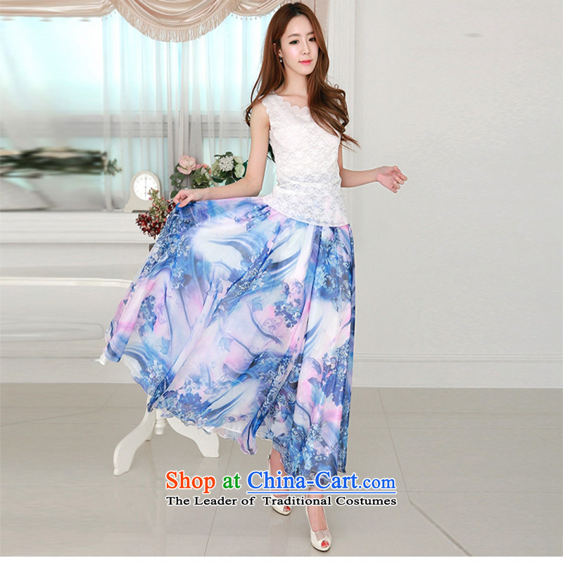 C.o.d. 2015 Summer new Korean version of the new summer chiffon large long skirt video thin blue skirt fairies gliding M JIRAN Tune , , , shopping on the Internet