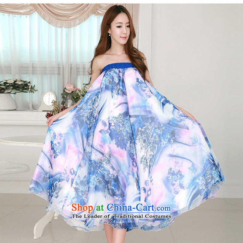C.o.d. 2015 Summer new Korean version of the new summer chiffon large long skirt video thin blue skirt fairies gliding M JIRAN Tune , , , shopping on the Internet