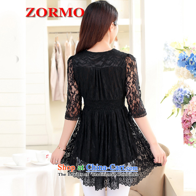  Large ZORMO Women's Summer thick mm to xl lace shirt elastic waist in long black shirts 5XL,ZORMO,,, shopping on the Internet