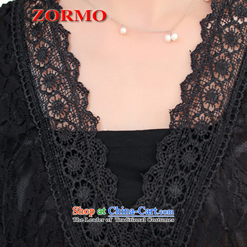  Large ZORMO Women's Summer thick mm to xl lace shirt elastic waist in long black shirts 5XL,ZORMO,,, shopping on the Internet
