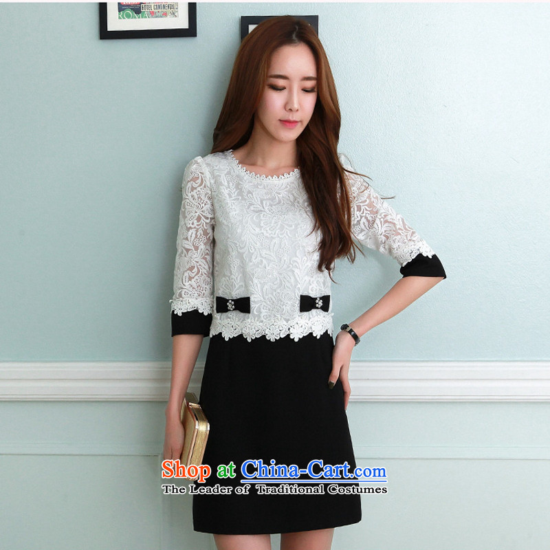 C.o.d. 2015 Summer new stylish casual stylish Korean classic lace stitching elegance video thin black skirt?M