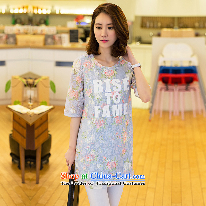  To increase the number missdonut female Korean mm200 thick catty thick, Hin thin (A field skirt thick sister short-sleeved lace dresses skyblue larger 3XL recommendations 180-200 catty ,missdonut,,, shopping on the Internet