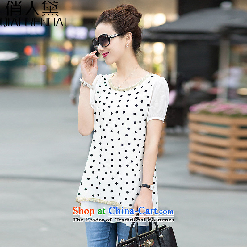People are female Doi short-sleeved shirt women chiffon 2015 Summer Korea Women's code version of large in long thick mm small female white M for the Netherlands people Doi (QIAORENDAI) , , , shopping on the Internet