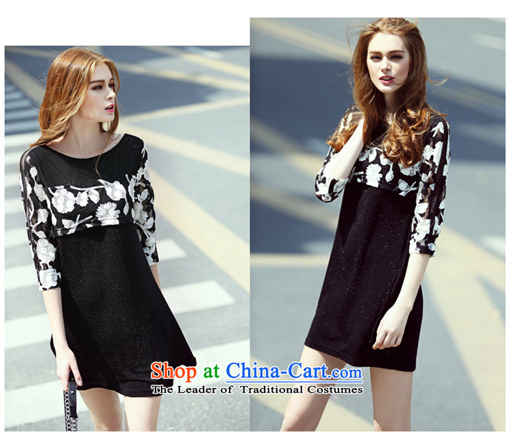 Szili Korean version of large numbers of women who are temperament dresses 2015 Summer new thick mm thin stylish graphics sister lady stamp chiffon suits in the skirt-sleeved black XXL picture, prices, brand platters! The elections are supplied in the national character of distribution, so action, buy now enjoy more preferential! As soon as possible.