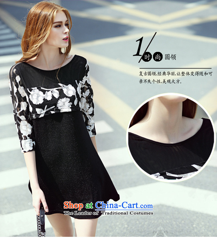 Szili Korean version of large numbers of women who are temperament dresses 2015 Summer new thick mm thin stylish graphics sister lady stamp chiffon suits in the skirt-sleeved black XXL picture, prices, brand platters! The elections are supplied in the national character of distribution, so action, buy now enjoy more preferential! As soon as possible.